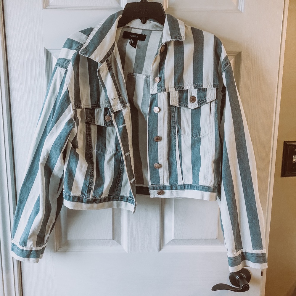 Striped jean jacket